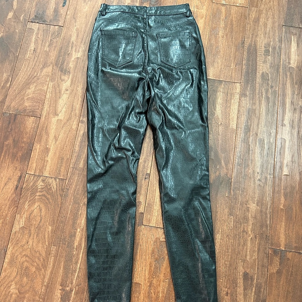 Missguided + Black Textured Faux Leather Pants